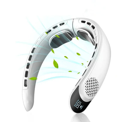 Portable Neck Fan with 4-Speed Turbo Airflow | Rechargeable 4000mAh Battery | Bladeless Design with LED Display