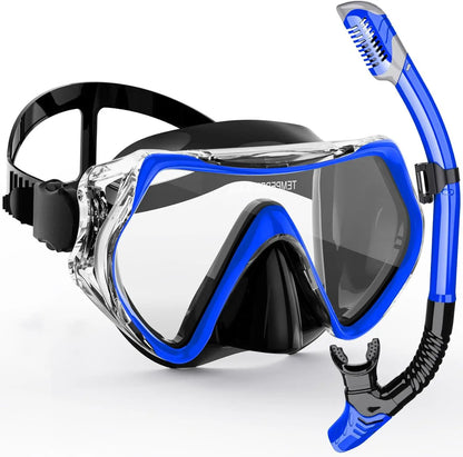 Snorkeling Set with 180° Panoramic View | Dry Snorkel Technology | Comfortable Silicone Mask