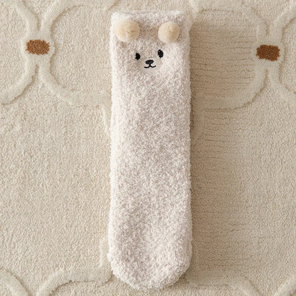 Warm Fuzzy Socks for Women | Soft & Plush | 3D Bear Print | Japanese-Korean Style