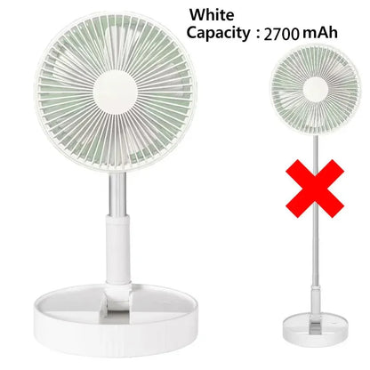 Portable Folding Fan with 7200mAh Rechargeable Battery – Low Noise, 4 Speeds