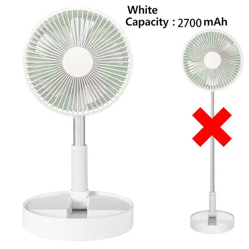 Portable Folding Fan with 7200mAh Rechargeable Battery – Low Noise, 4 Speeds