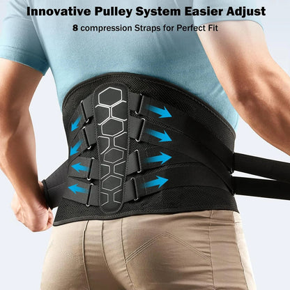 Adjustable Compression Back Brace for Lumbar Support | Breathable Belt for Lifting and Work