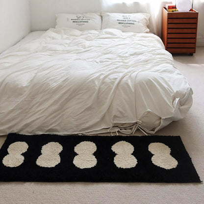 Narrow Abstract Rug in Black and White Design