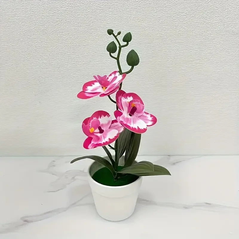 Artificial Orchid Bonsai | Realistic Flowers | Light-Resistant Table Decor for Living Room, Office & Entryway