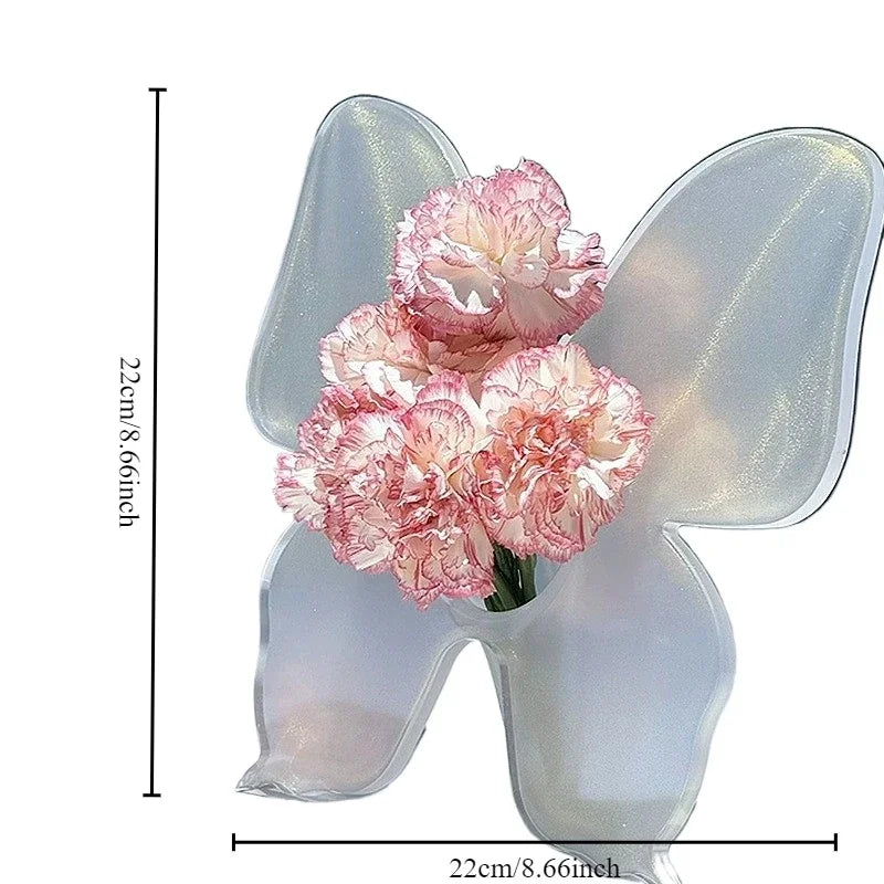 Clear Flower Vase with Artistic Butterfly Design