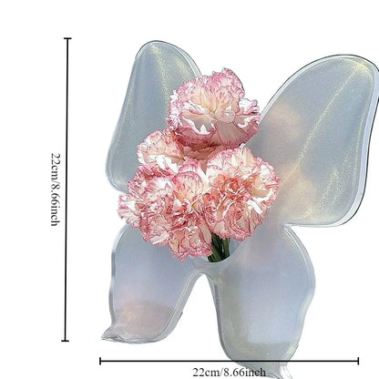 Clear Flower Vase with Artistic Butterfly Design