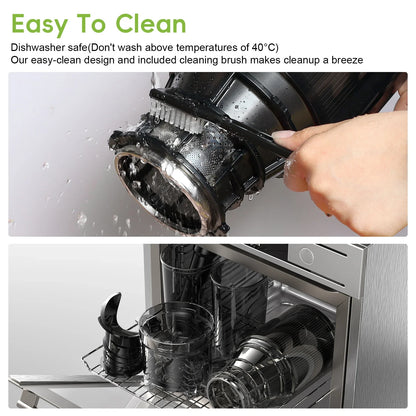 Slow Masticating Juicer with Wide Chute, Quiet Motor & Easy Clean Plug