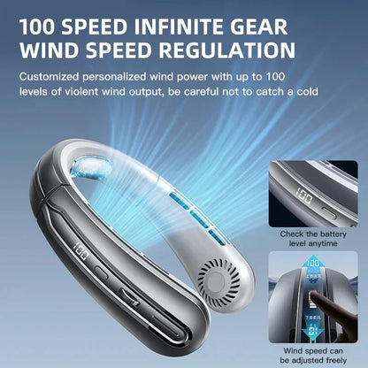 Rechargeable Neck Breeze Fan with LED Battery Indicator 8000mAh