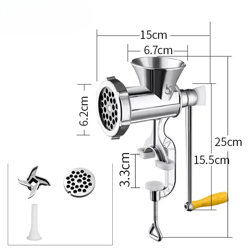 Manual Meat Grinder and Chopper | Stainless Steel | Sturdy Table Clamp