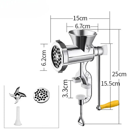 Manual Meat Grinder and Chopper | Stainless Steel | Sturdy Table Clamp