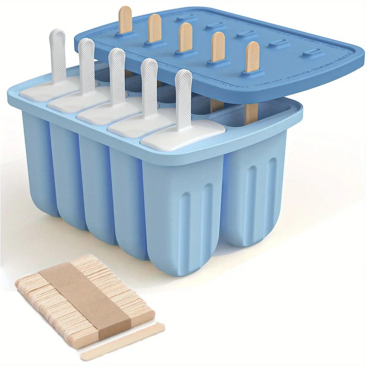 Silicone Ice Mold Set - BPA-Free & Reusable with Wooden Sticks for DIY Ice