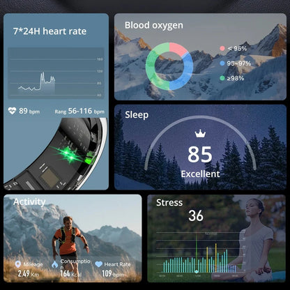 Fitness Tracker Ring with OLED Screen | Monitors Heart Rate, SpO₂, Sleep, Stress, Activity, 5ATM Waterproof, Wireless Charging