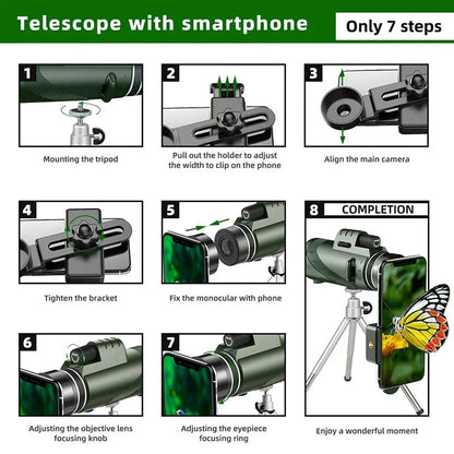 80x100 High Definition Zoom Monocular Telescope: Portable Binoculars for Hunting, Camping, and Outdoor Adventures