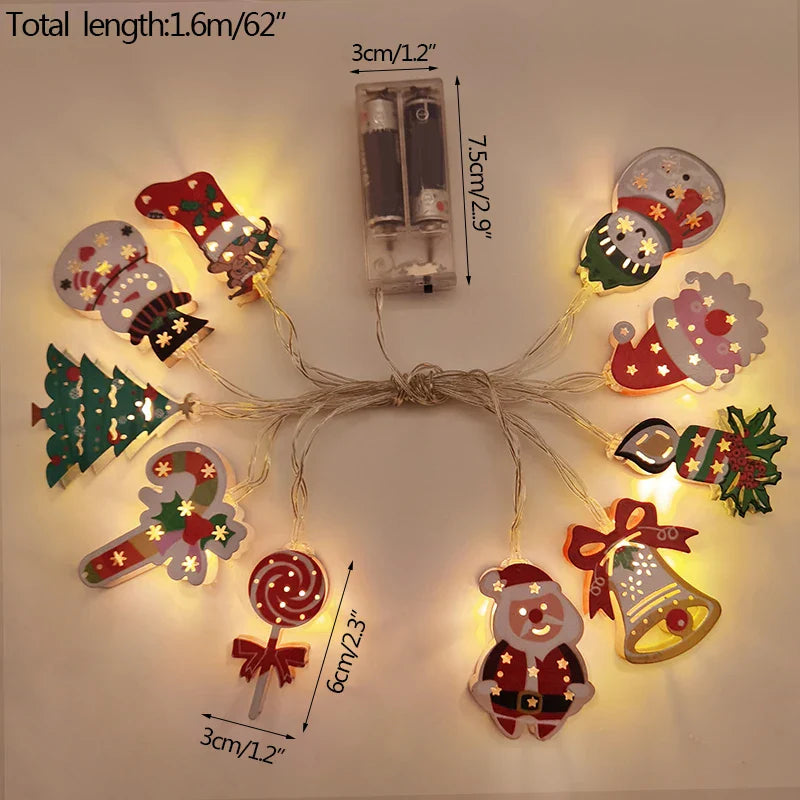 FrostGlow LED Christmas Lights | Acrylic Snowman & Tree | 10-Piece String Lights | Holiday Decor for Christmas & New Year 2025
