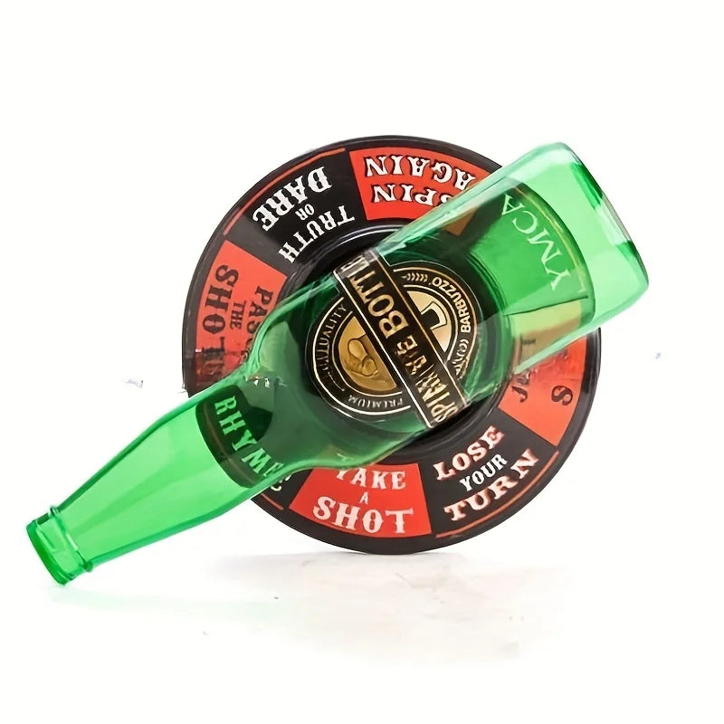 Compact Drinking Game for Adults - Spin the Bottle with Action Fields