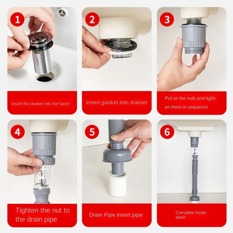 Universal Overflow Drain Kit with 360-Degree Flexibility