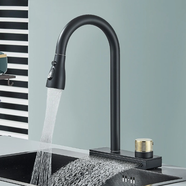 Stylish Kitchen Tap Featuring Three Control Valves