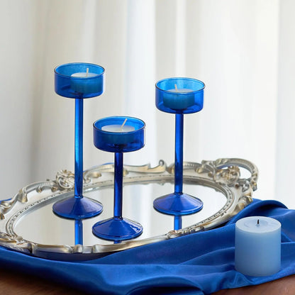 Elegant Glass Tealight Candle Holders - Set of 3