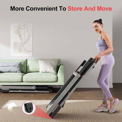 Compact Treadmill with 3.5HP Motor, 6% Incline, 350 lb Capacity, Bluetooth, 0.6–10 MPH, 7.9-Inch Folded Height