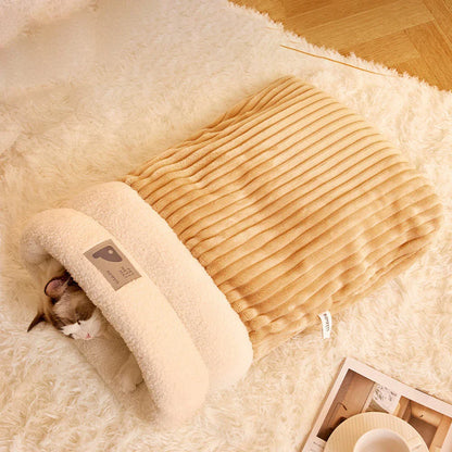 Cozy 3-Layer Pet Sleeping Bag for Cats & Small Dogs