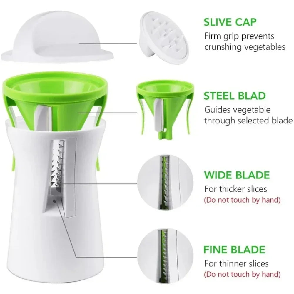 Spiral Vegetable and Cheese Cutter | Stainless Steel Blade | Compact & BPA-Free
