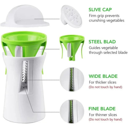 Spiral Vegetable and Cheese Cutter | Stainless Steel Blade | Compact & BPA-Free