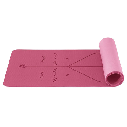 Non-Slip Pilates and Fitness Mat | Skin-Friendly TPE | 183 × 61 × 0.6 cm | With Alignment Lines