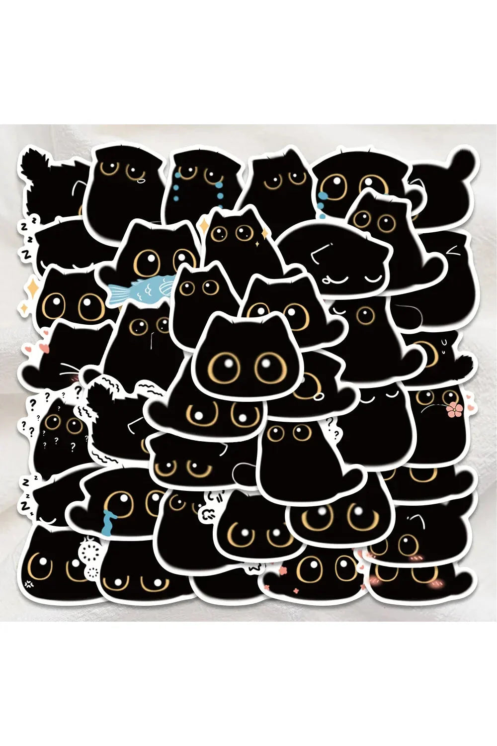 Set of Black Cat Adhesive Decals