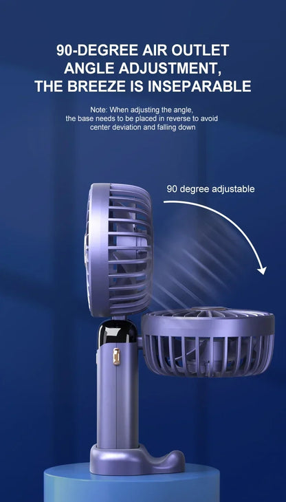 Portable Mini Fan 5000mAh – Wireless USB Rechargeable with Digital Screen and Phone Holder, 5-Speed Neck Hanging Design