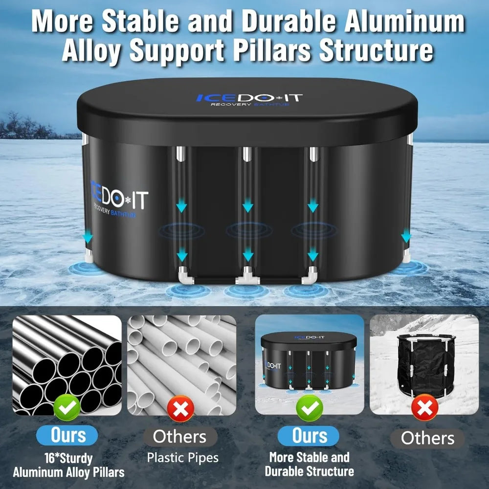 Portable 129-Gallon Oval Cold Plunge Tub for Adults – Insulated Ice Bath