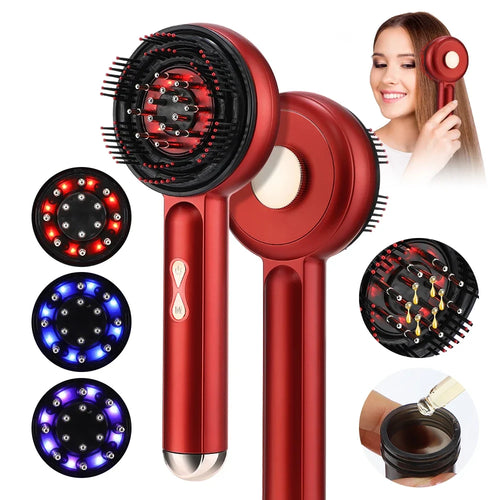 Scalp Comb Massager with 660nm LED Light | 3 EMS Levels, RGB Modes, 6ml Oil Applicator & USB-C