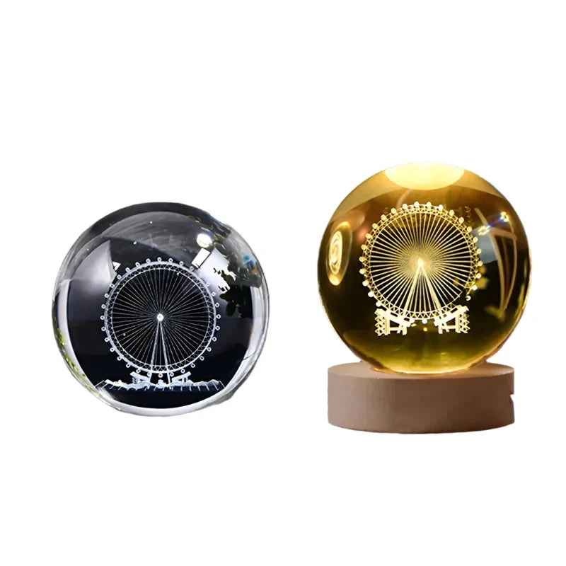 LED Starry Sky Projector with Wooden Base - 3D Crystal Night Light for Bedroom and Gifts