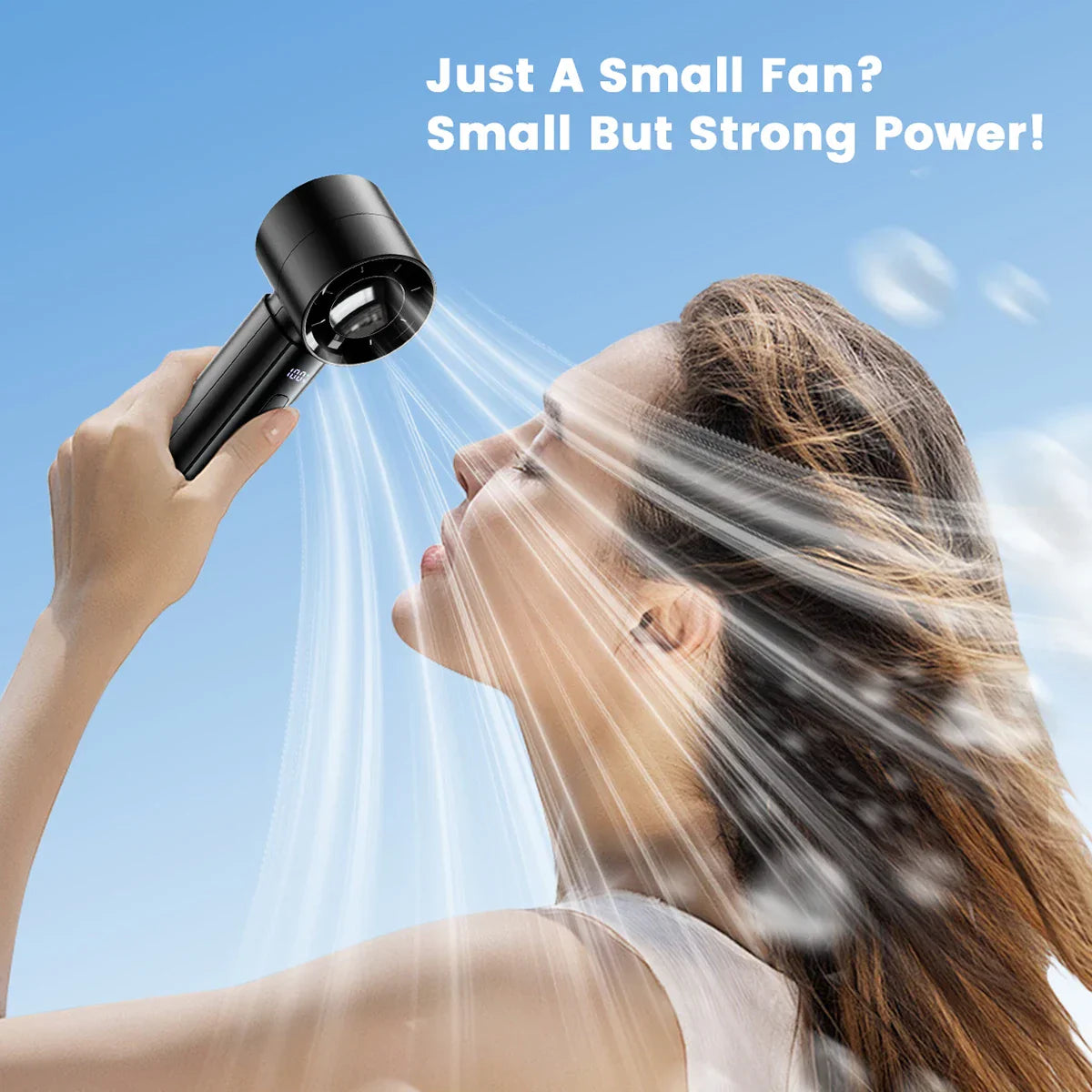 Portable Mini Hand Fan with Turbo Motor and Dual Airflow – 4000mAh Battery