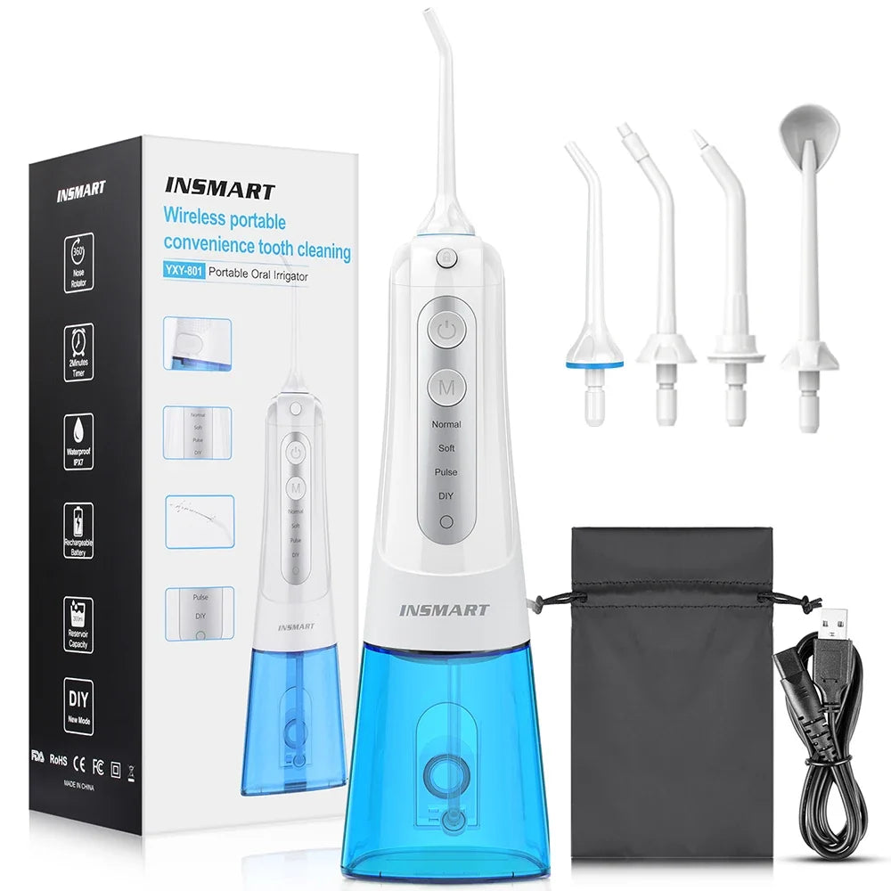 Water Flosser with 300ml Reservoir - USB-C Rechargeable, 4 Settings, IPX7 Waterproof