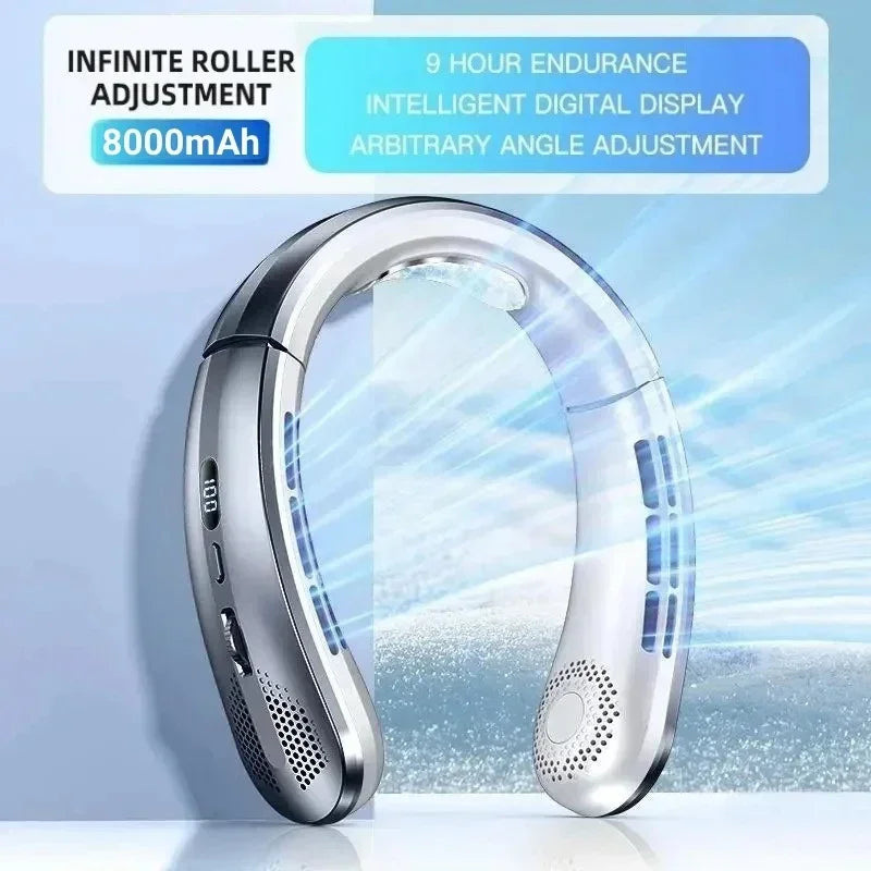 Rechargeable Neck Breeze Fan with LED Battery Indicator 8000mAh