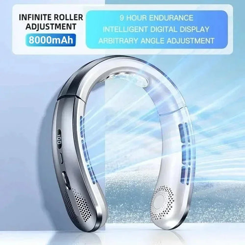 Rechargeable Neck Breeze Fan with LED Battery Indicator 8000mAh