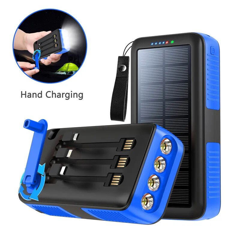 Reliable 61200mAh Solar Power Bank with Hand Crank Feature