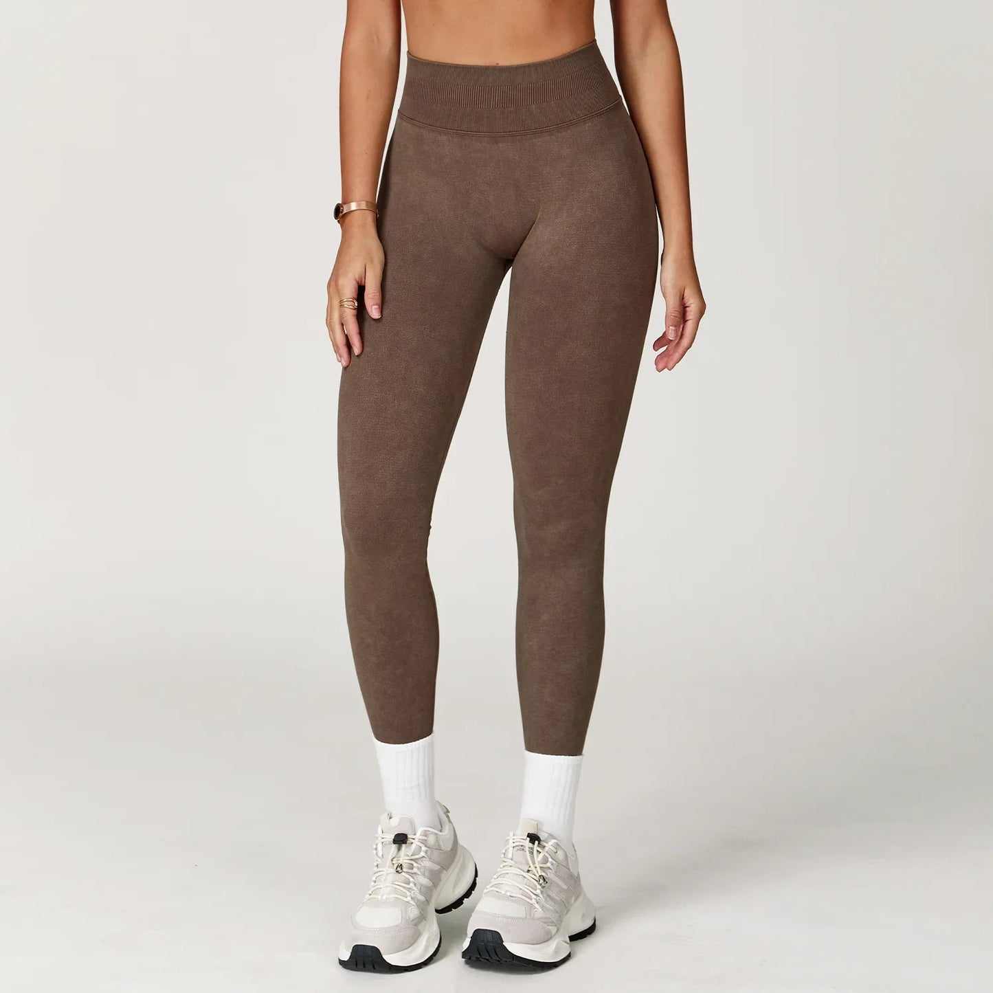 High-Waisted Ribbed Workout Leggings for Women | Seamless Stretch Fit
