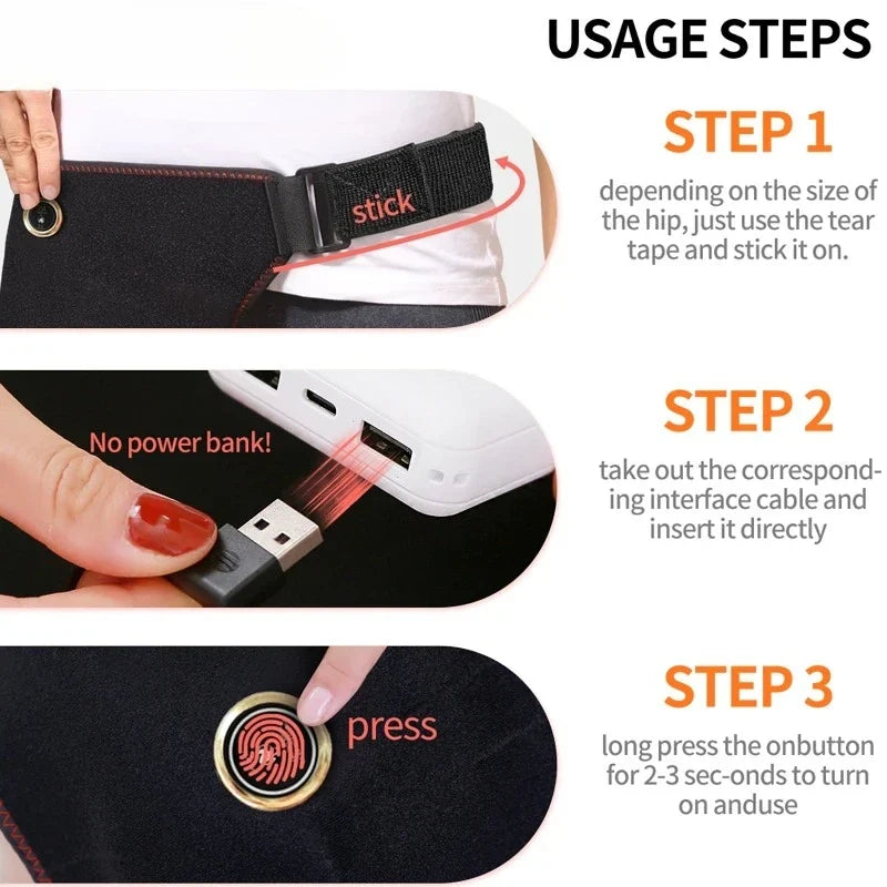 Cordless Hip Support Brace – Heat and Vibration Massager for Comfort