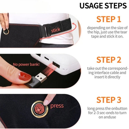 Cordless Hip Support Brace – Heat and Vibration Massager for Comfort