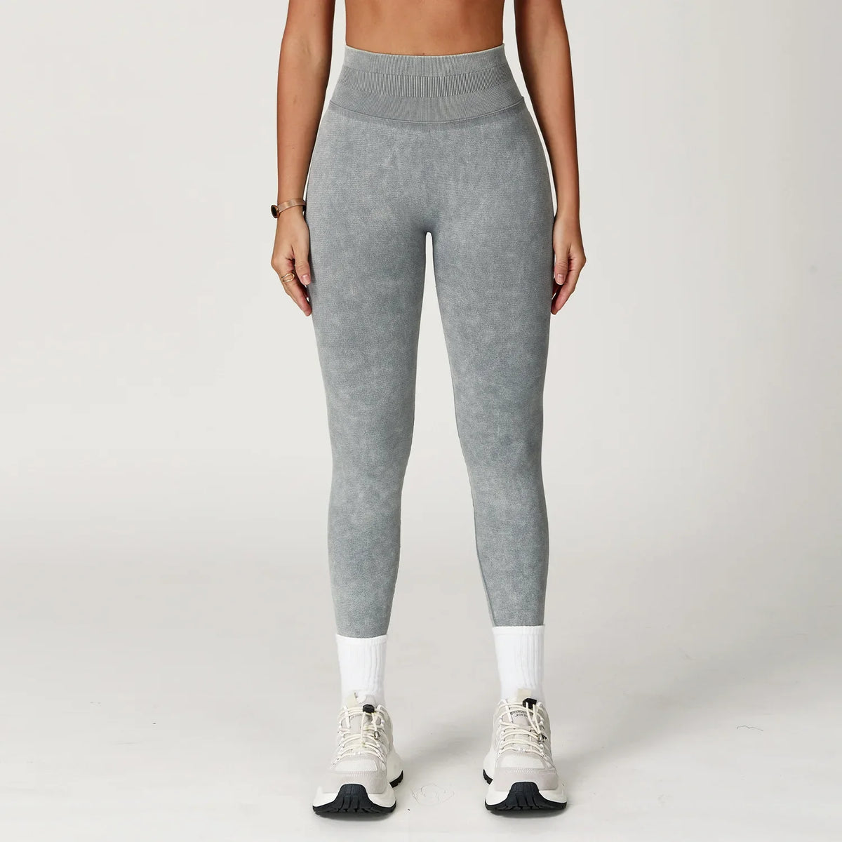 High-Waisted Ribbed Workout Leggings for Women | Seamless Stretch Fit