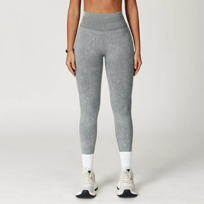 High-Waisted Ribbed Workout Leggings for Women | Seamless Stretch Fit