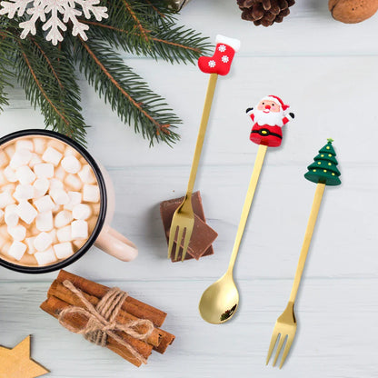 Luxury Christmas Cutlery Set – Gold Fork and Spoon with Santa Design