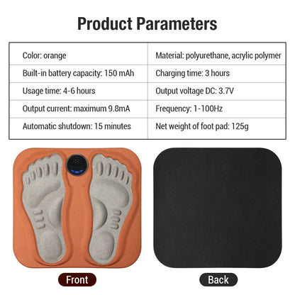 Rechargeable Foot Massage Mat with Remote Control - 8 Modes, 29 Intensities & Electrode Pads