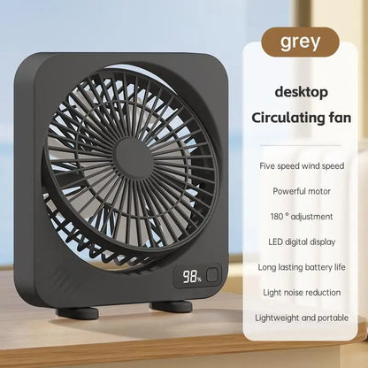 Compact USB Desktop Fan with 5 Speed Settings – Whisper Quiet