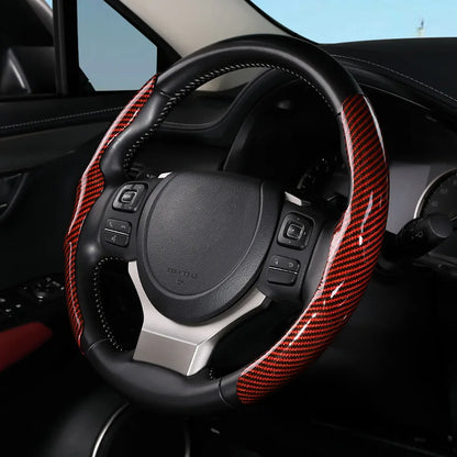 Anti-Slip Steering Wheel Cover with Elegant Carbon Look – Universal Fit