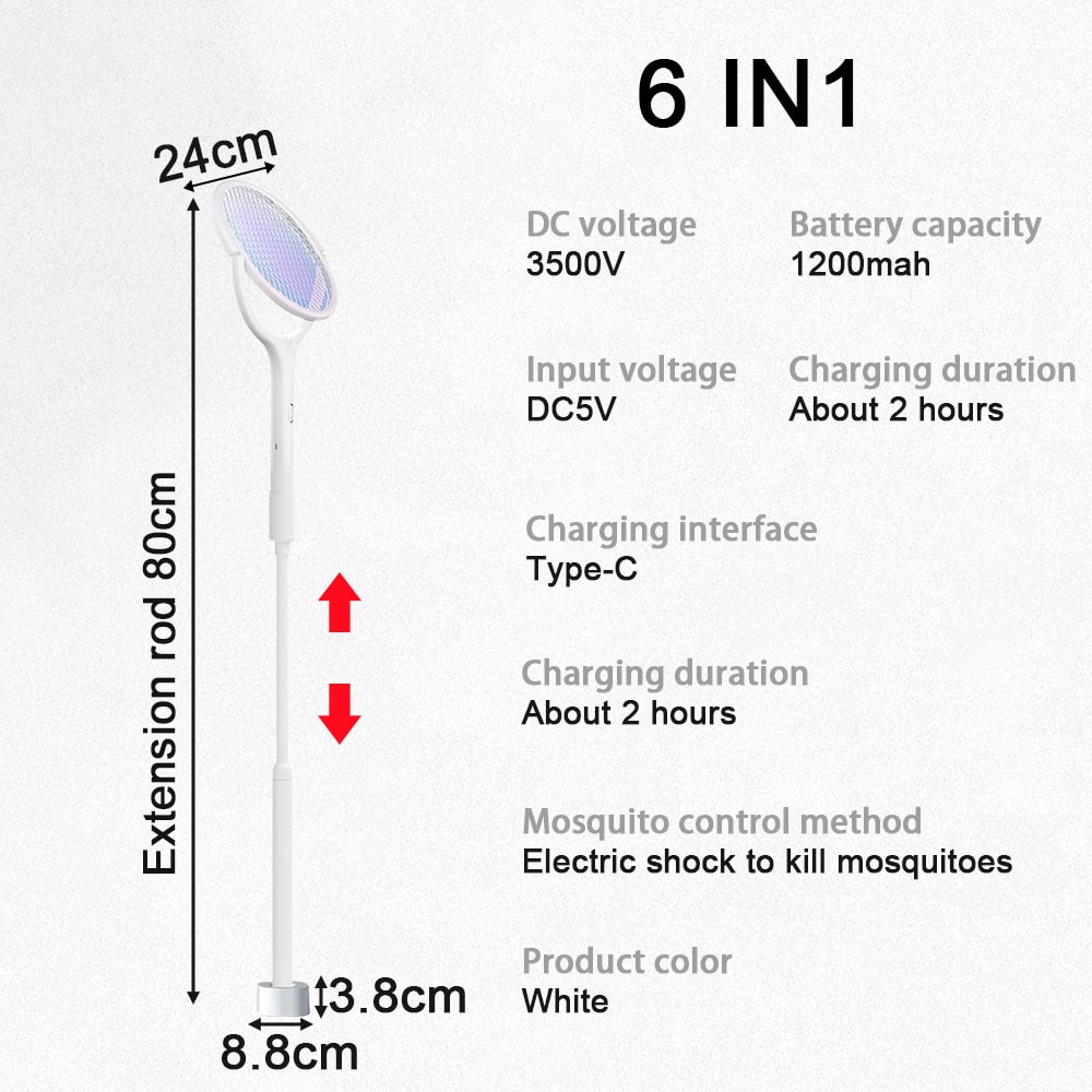 Electric Mosquito Zapper with 6-in-1 Rotating Function