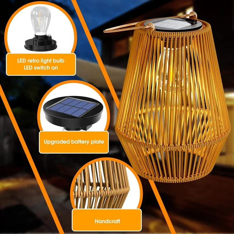 Portable Waterproof Hanging Light – Solar Rattan Lantern