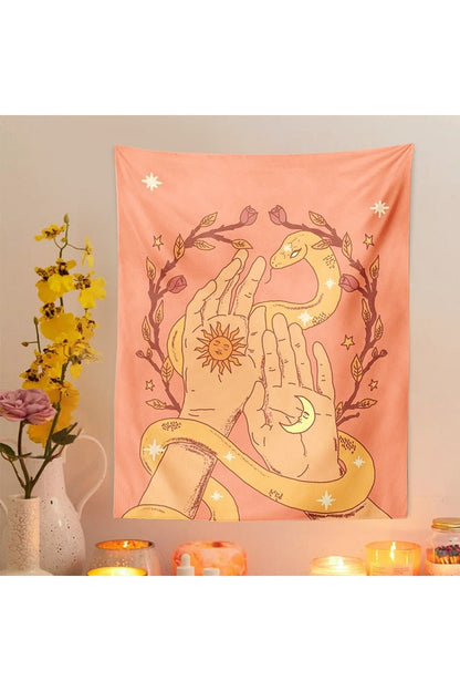 E-Girl Tapestry featuring Moon and Stars Design