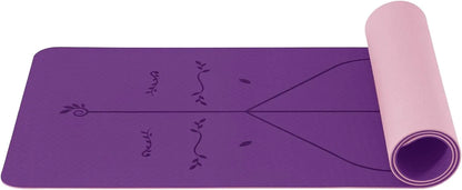 Non-Slip Pilates and Fitness Mat | Skin-Friendly TPE | 183 × 61 × 0.6 cm | With Alignment Lines